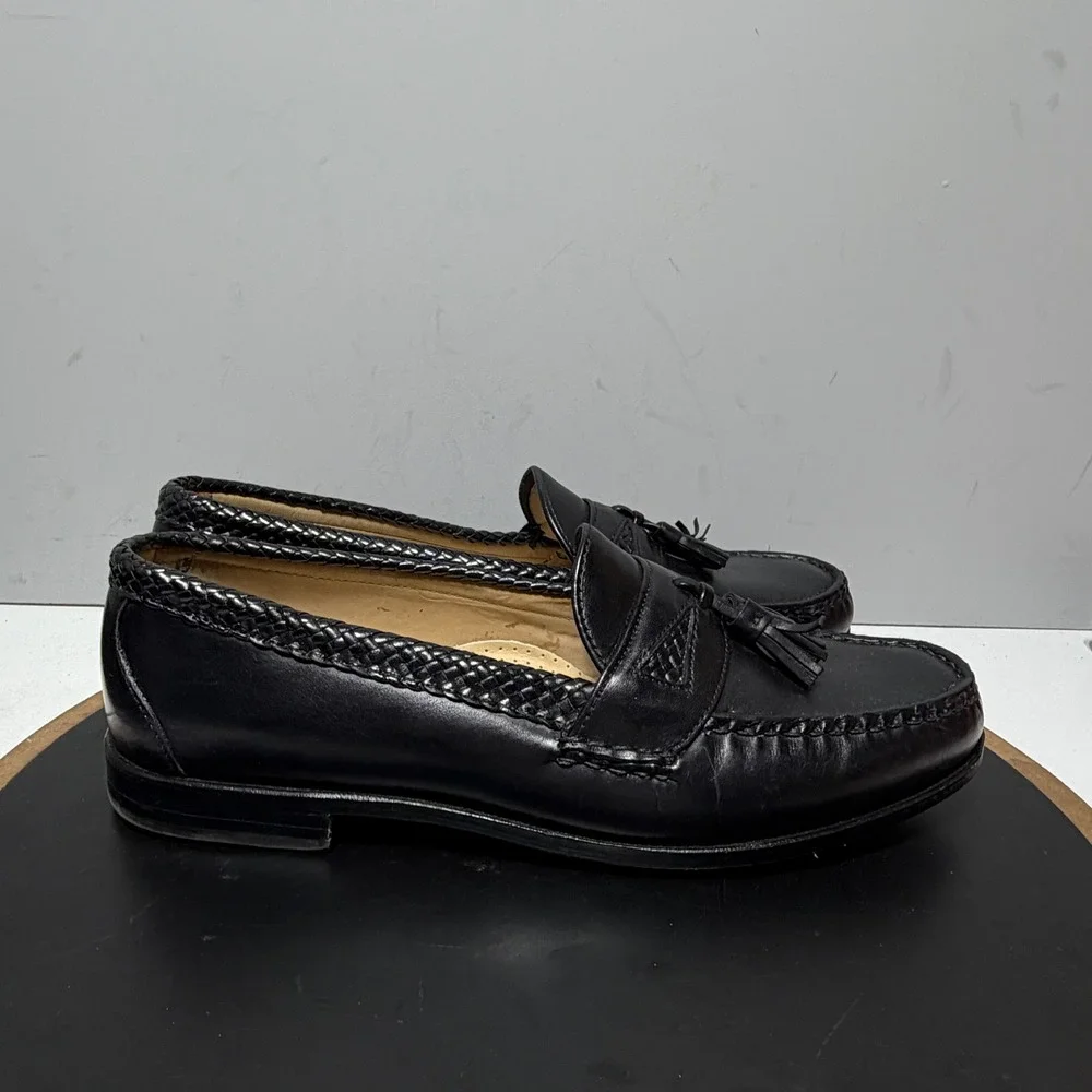 Allen Edmonds Maxfield Loafers Men 11 Tassel Braided Slip On Black Quiet‎ Luxury
